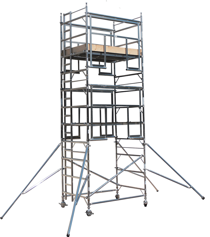 An image of an extra secured scaffold tower